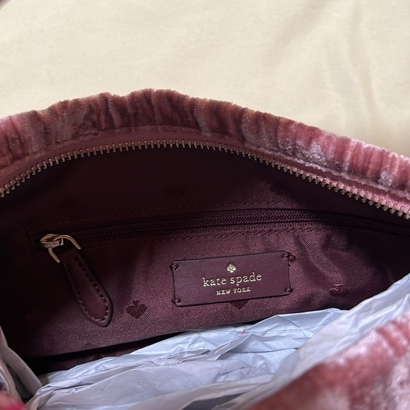 Kate Spade Crushed Velvet Baguette in Pomegranate - Picture 4 of 7